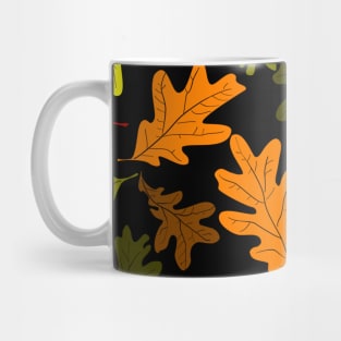 Fall Oak Leaves on Black Repeat 5748 Mug